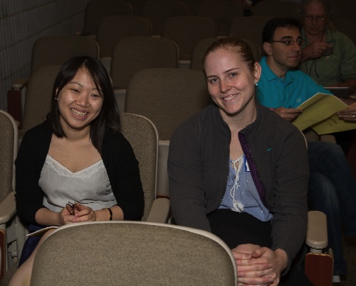 Amy Cui and Ruth Milkereit look like relaxed, seasoned speakers just minutes before their talks